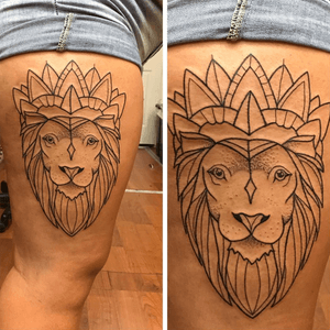 Lion linework tattoo #linework #lion #animaltattoo #animal #tattooalley