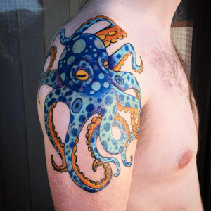 Octopus tattoo by bklyn_brig #octopustattoo #colortattoo #customtattoo #colorful #femaletattooartist #brooklyntattooartist #twospotoctopus