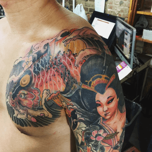 Tattoo by Aaron Zhang. #onitattoo #ink #chinese #chinesetattoo #art #drawing #williamsburg #bushwick #brooklyn #inked #nytattoo #traditional #customizetattoo #inkedup #japanesetattoo #newschool #fashion #bodyart #vegantattoo