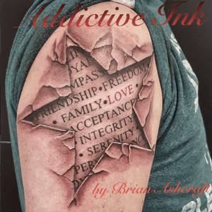 Thank you for the honor Jeff! By Brian. 
#addictictiveink #albuquerque #startattoo #love #scripttattoo #scripturetattoo #star #script