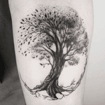 Tree tattoo by Katrin, crockat #tree #blackwork #circle #geometric 