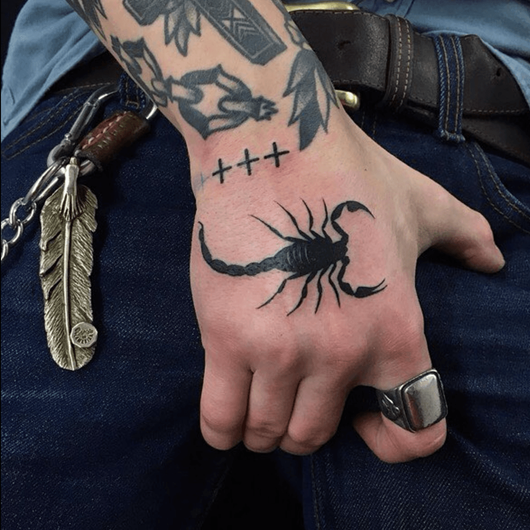 Scorpion hand piece done at wwwcreamcitytattoocom  Hand tattoos for  guys Tattoos for guys Scorpio tattoo
