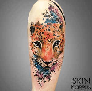 Watercolor leopard tattoo #absolutink #watercolortattoo #watercolourtattoo #geometric #pattern #leopard #skinkorpus 