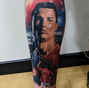 Had fun with this one! Very different for me 🙂! Can't wait for more colour. A lot to learn yet. #ronaldo #manutd #realism #portrait #colourtattoo #football