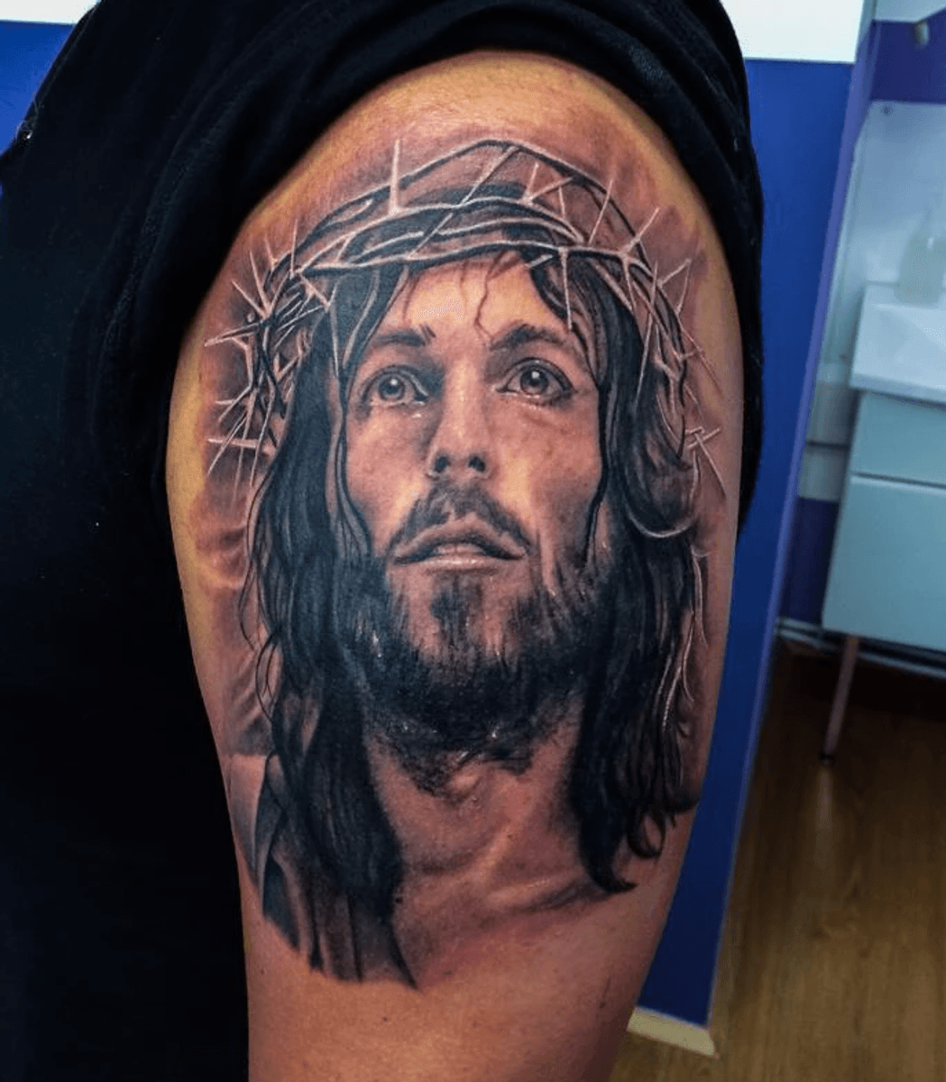 Tattoo Uploaded By Mario Mali • #thepenetrationinc #blackandgrey #jesus 