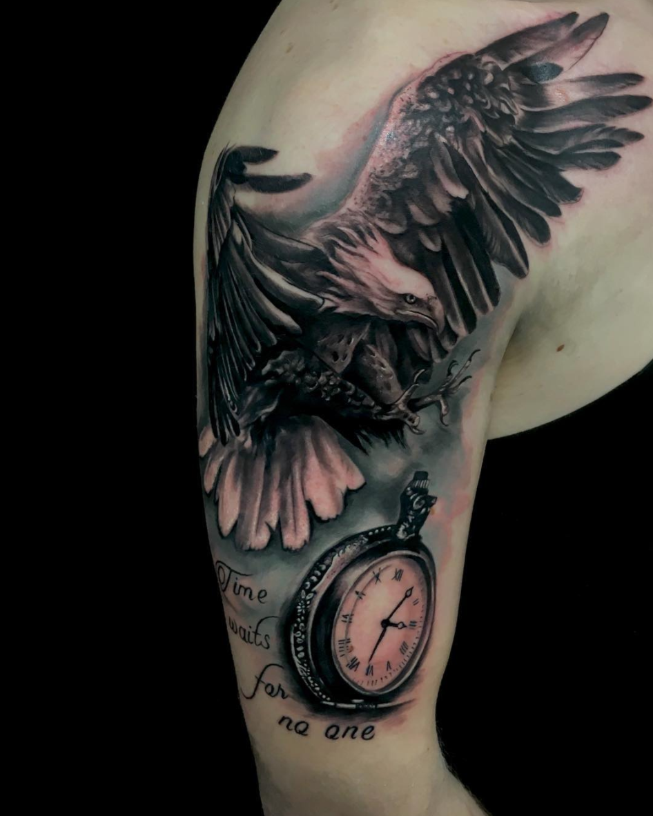 Eagle and cross  MAHAFFEY CUSTOM TATTOO