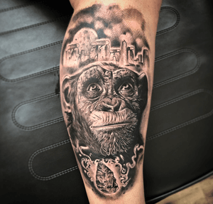 Architect Chimp tattoo by gart_tattoo #blackcatink #amazingtattoos #chimpanzee #chimp #stonehenge #architecturelovers #stoneage #worldfamous #sorrymom #sorrymomambassador #lafincagolf