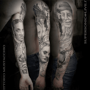 "Dorian Grey portrait" full sleeve totally healed @hustlebutterdeluxe @bulldogpro @ipowertattoo @forte_stencil @dermalizepro @polynesianink @taurus_cartridges #blackngrey #sleevetattoo #blackandwhite #realistictattoo #tattoos #tattoo
