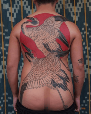 Ascending Cranes for Ying. Tattoo done by Victor J Webster at eastrivertattoo, Brooklyn.