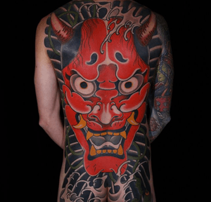 Japanese Hannya mask tattoo by Matthew Mooney #japanese #back #hannyamask #mask #MattherMooney