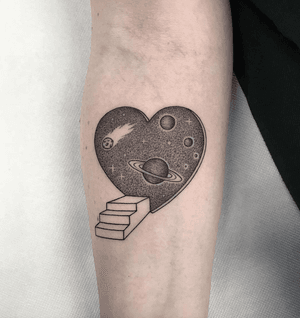 “To infinity and beyond” by Michele Volpi #space #spacetattoo #geometric #equilattera #blackworkerssubmission #planets #thinkbeforeuink #fineline #dotworktattoo #planettattoo #scientific #dotworks