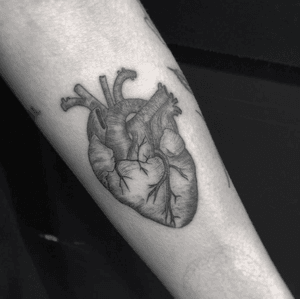 Anatomical heart tattoo. Done by using #kwadron #delight_tattoo_needles #hearttattoo #blackworktattoo #blackworkers
