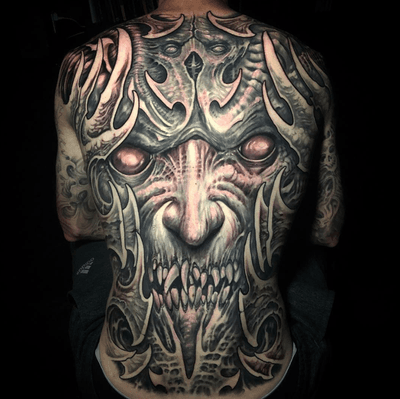 Eater of Gods by Jeremiah Barba #backpiece #conclaveartstudio #darkart #orangecounty #atthegates