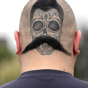 Tattoo Lover Decorates #BackofHead for #Movember, #MoBros, #celebratingMovember, #tattooedman