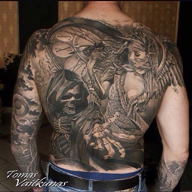 54 Angel Tattoos On Full Back