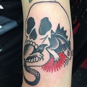 Rad one done by josephshupp
#rat #skull #tattoo #baltimoretattoomuseum #traditionalltattoo