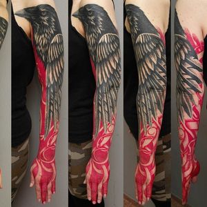 #WoljciechJelenReykjavik #redink #sleeve #crow #wings