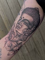 Serene Buddha with Lotus and Cherry Blossoms