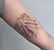 Flowers _lavender tattoo * Abstract drawing oil pastel ; watercolour style