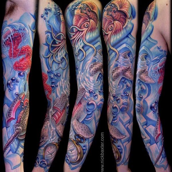 Underwater sleeve | Tattoo by Darko Groenhagen | Darko's Oneness