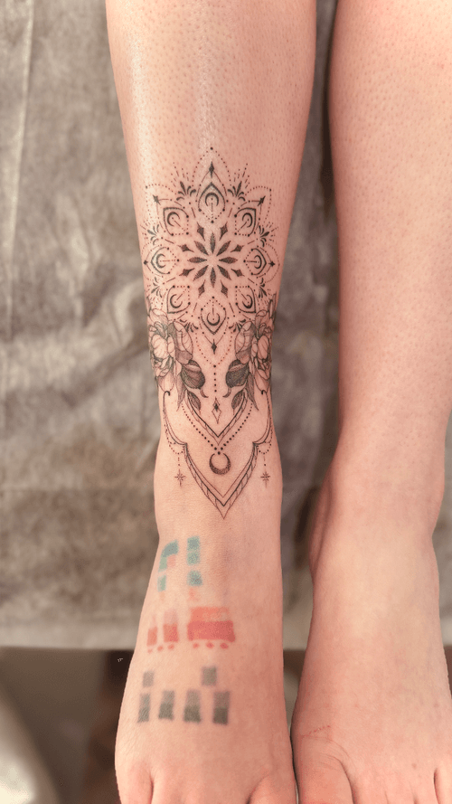 Mandala Ankle Tattoo