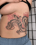 Dragon and Flower Tattoo