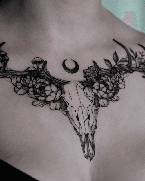 Floral Antler Skull