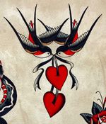 Two Swallows and Hearts