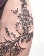 Bird and Floral Tattoo