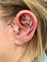 Minimalist Ear Branch Tattoos