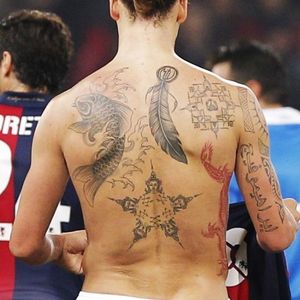 #ZlatanIbrahimovic Back Tattoo Design #koi #PSG #feather #buddha