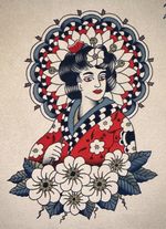 Geisha with Floral Umbrella