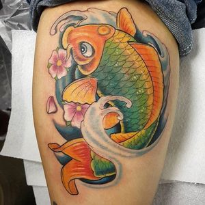 Koi fish tattoo done at Tattoo Alley #koi #koifish #fish #japanese #color
