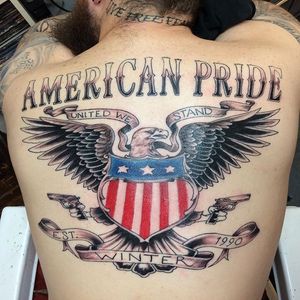 American pride back piece #gregfly #gregflyinc #islip #eastislip #brightcolortattoos #boldlinetattoos #americanpride #back #backpiece