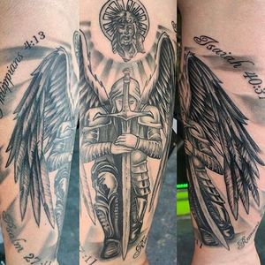 Awesome angel piece done by Esteban at Double Cross Tattoo (Fort Lauderdale & Downtown Miami) #miami #angeltattoo #archangel