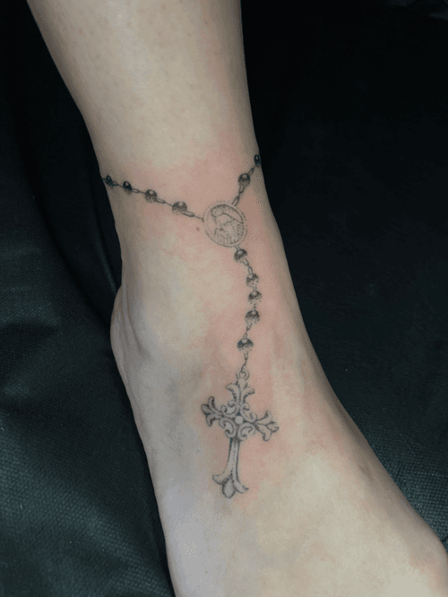 Rosary Ankle Tattoo