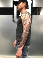 Older sleeve. Some parts fresh some healed. New projects coming soon, more designs coming soon. DM if interested! #denver #denvertattoo #denvertattooartist #303 #303tattoo