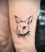 So freaking cute but also edgy🐰🤨 Had a blast working on this piece today! . Done with @dragonhawkofficial X3 tattoo machine (link in bio + 10% off with ANANAST10 code) . #GothAnimals #EmoAnimals #AnimalTattoo #GothTattoo #PunkTattoo #amsterdamink #TattooArtist #BunnyTattoo #TattooInspiration