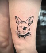 So freaking cute but also edgy🐰🤨 Had a blast working on this piece today! . Done with @dragonhawkofficial X3 tattoo machine (link in bio + 10% off with ANANAST10 code) . #GothAnimals #EmoAnimals #AnimalTattoo #GothTattoo #PunkTattoo #amsterdamink #TattooArtist #BunnyTattoo #TattooInspiration