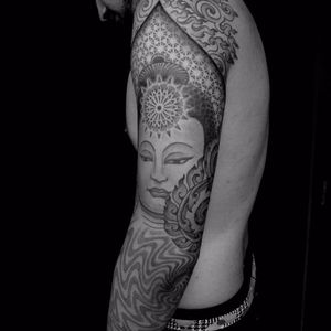 Beautiful #geometric #buddha #sleeve tattoo by #Jondix