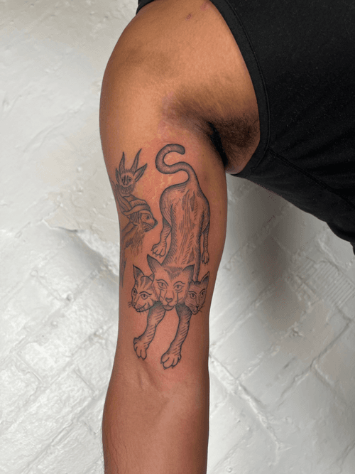 Three-Headed Cat Tattoo