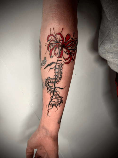 Spider Lily and Centipede Tattoo