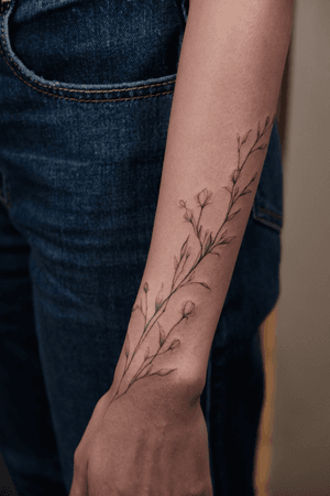 Dainty Floral brunch on forearm, delicate and unique idea for someone who loves minimalistic designs. 