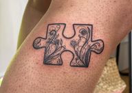 Puzzle Piece with Floral Design