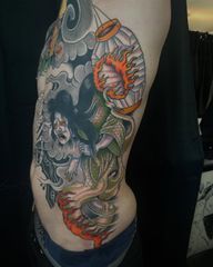 Finished up Max’s side and looking forward to the next project for him. Both arms and chest are healed and done by me. If you are interested in setting up a consultation or appointment reach out to me through dm text or appointment request @jinxprooftattoos