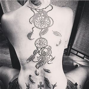 Genius Back Tattoo #dreamcatcher #dreamcatchertattoo #backtattoo #nyc #manhattan #nyctattoos #tattoosofinstagram #inked