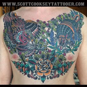 Had fun with this one! You always come at me with good ideas! Healed up and ready to go. #traditional #back #backpiece #eagle #rose #lonestartattoo
