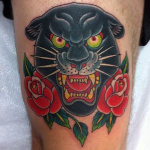 #traditional #panther #rose #tattoo #chrisgarver