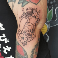 I'm back from my holiday. - Here's a cute skull in a bottle I did for @jennileebeth before I went away. - I've got space coming up this week and next week so please message me if you have any enquiries. - Thank you to thoes who have been patient while I've been away, I will respond to everyone over the next couple of days ? - #skullinabottle #skulltattoo #traditionaltattoo #blackandgreytattoo #gapfiller #girlswithtattoos #girlswhotattoo #girlswithink #girlswhoink #orpingtontattoo #bromleytattoo