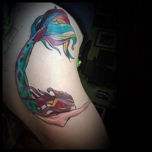 Mermaid by Deanna Wardin #mermaid #swimming #art #watercolor #thightattoo #watercolour #tattooboogaloo #deannawardin #graphicward #sanfrancisco #sf 